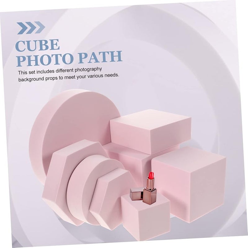 Geometric Cube Props Set Pink 8pcs For Product Photography Jewelry Makeup Cosmetics - Image 5